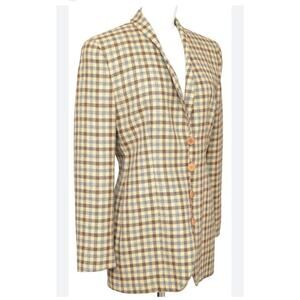 GIORGIO ARMANI Le Collezioni Houndstooth Alpaca/Wool Blend Blazer Sz US 10/EU 46